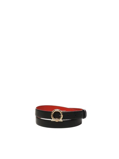 Ferragamo Reversible Belt With Hooks In Black