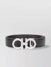Ferragamo Reversible Belt With Polished Gancini Buckle In Grey