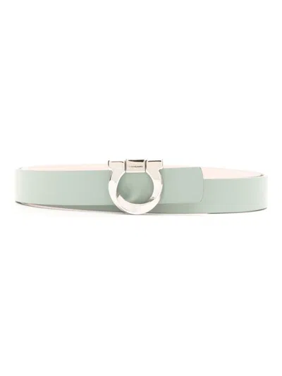 Ferragamo Reversible Belt With Torchon Gancini In Green