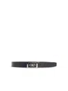 Ferragamo Reversible Black Calfskin Leather Belt With Logo Medallion In Black