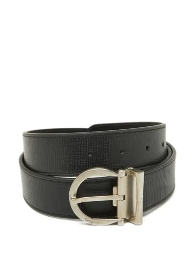 Pre-owned Ferragamo Reversible Buckle Belt In Black