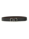 Ferragamo Men Black Leather Gancini Reversible Belt