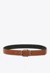 Ferragamo Reversible Calf Leather Belt In Brown