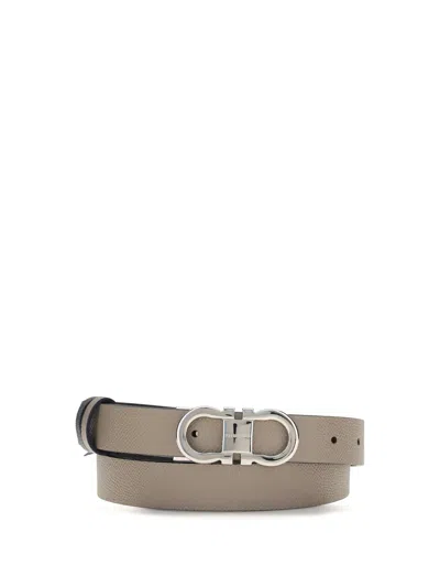 Ferragamo Reversible Calf Leather Belt In Brown