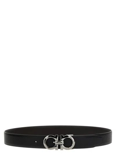 Ferragamo Reversible Calfskin Belt In Black
