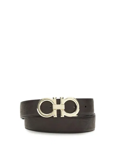 Ferragamo Reversible Calfskin Belt In Brown