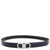 Ferragamo Reversible Double Gancini Leather Belt In Blue