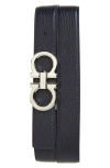 Ferragamo Reversible Double Gancio Leather Belt In Midnight Oxblood