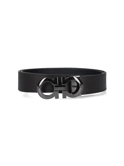 Ferragamo Reversible "gancini" Belt - Brown/black