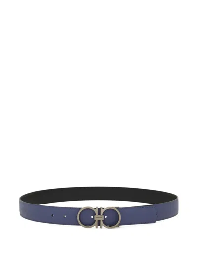 Ferragamo Reversible Gancini Belt In Gray
