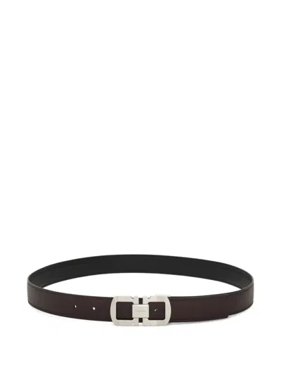 Ferragamo Reversible And Adjustable Gancini Belt In Brown
