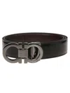 Ferragamo Reversible Belt With Brushed Finish Gancini In Brown
