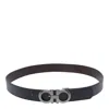 Ferragamo Salvatore  Man's Bicolor Leather Belt With Logo Buckle In Black