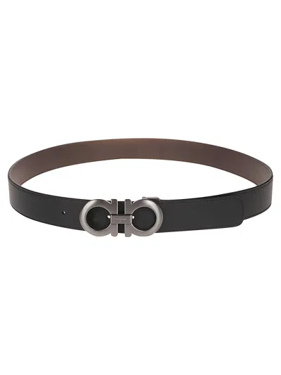 Ferragamo Reversible Gancini Belt In Black