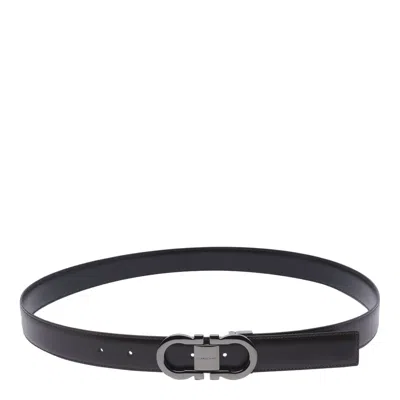 Ferragamo Reversible Gancini Belt In Black
