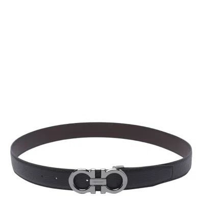 Ferragamo Reversible Gancini Belt In Black