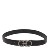 Ferragamo Salvatore  Man's Bicolor Leather Belt With Logo Buckle In Black