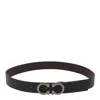 Ferragamo Men Gancini Adjustable And Reversible Belt In Black