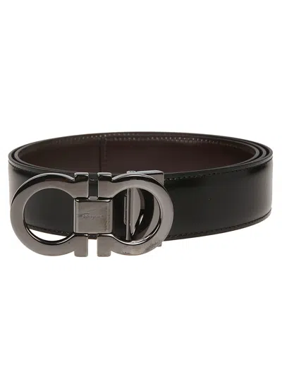 Ferragamo Reversible Gancini Belt In Black