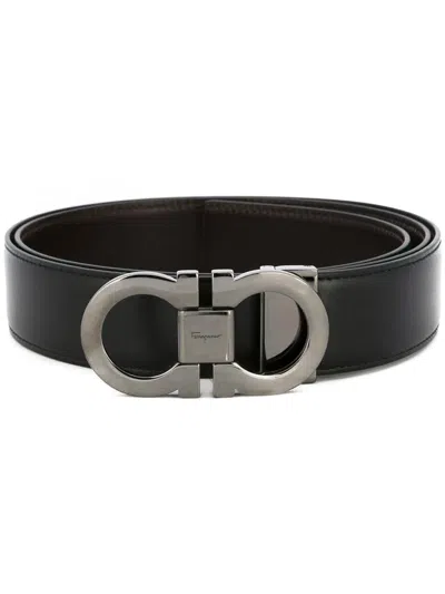 Ferragamo Reversible Gancini Belt In Black