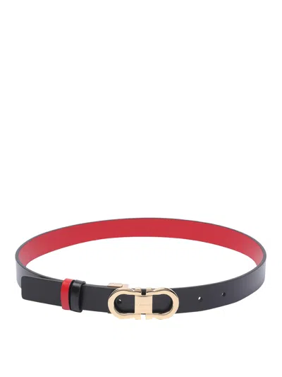 Ferragamo Reversible Gancini Belt In Black