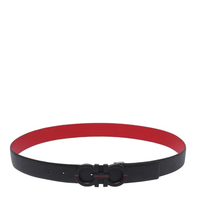 Ferragamo Reversible Gancini Belt In Black