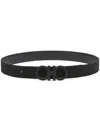 Ferragamo Adjustable Geometric Pattern Reversible Belt In Black