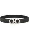 Ferragamo Embossed Pattern Metal Buckle Belt In Green