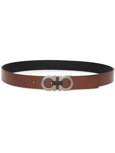 Ferragamo Reversible Gancini Belt In Black