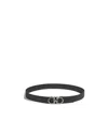 Ferragamo Salvatore  Man's Bicolor Leather Belt With Logo Buckle In Black