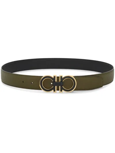 Ferragamo Reversible Gancini Belt In Black