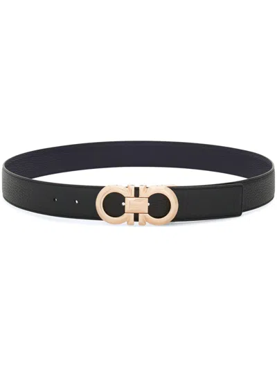 Ferragamo Reversible Gancini Belt In Blue