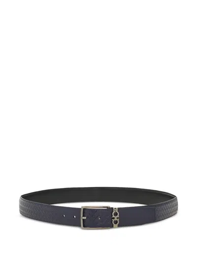 Ferragamo Reversible Gancini Belt In Blue