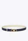 Ferragamo Gancini Double-sided Leather Belt In White