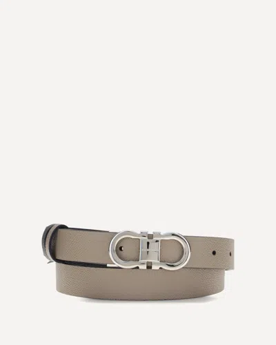 Ferragamo Reversible Gancini Belt In Gray
