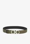 Ferragamo Reversible Gancini Belt In Calf Leather In Olive
