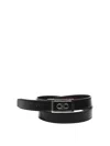 Ferragamo Reversible Gancini Belt In Calfskin In Black