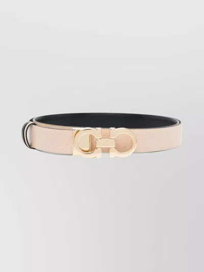 FERRAGAMO REVERSIBLE GANCINI BELT IN HAMMERED LEATHER