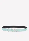 Ferragamo Reversible Gancini Belt In Leather In Blue
