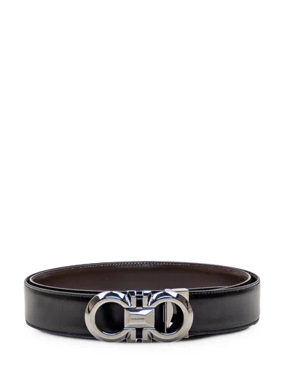 Ferragamo Gancini Reversible Belt In Black