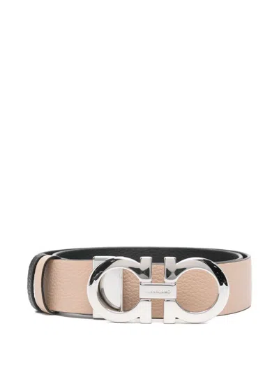 Ferragamo Reversible Gancini Belt In Neutral