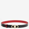 Ferragamo Reversible Leather Belt With Gold-tone Double Gancini Buckle In Black