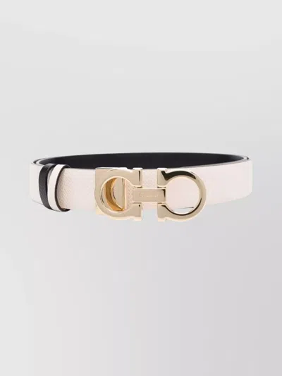 FERRAGAMO REVERSIBLE GANCINI BELT TEXTURED LEATHER