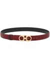 Ferragamo Reversible Belt With Gold-tone Buckle Hooks In Burgundy