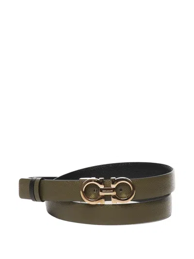 Ferragamo Reversible Gancini-buckle Belt In Brown