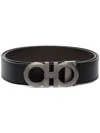 Ferragamo Leather Belt Reversible Gancini Buckle In 黑色