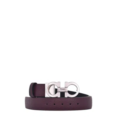 Ferragamo Reversible Gancini-buckle Belt In Black