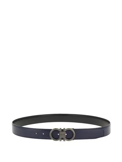 Ferragamo Reversible Gancini Buckle Belt In Brown