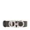 Ferragamo Adjustable Length Gold-tone Buckle Textured Finish In Grey