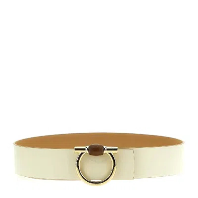 Ferragamo Reversible Gancini Buckle Belt In White